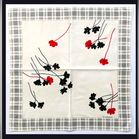 Burberry Accessories - Authentic Burberry VTG Nova Check Floral Handkerchief